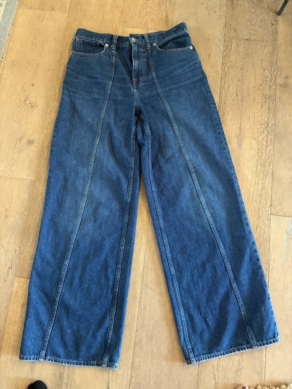 Madewell Superwide-Leg Jeans in Blue Denim with Contrast Stitching
